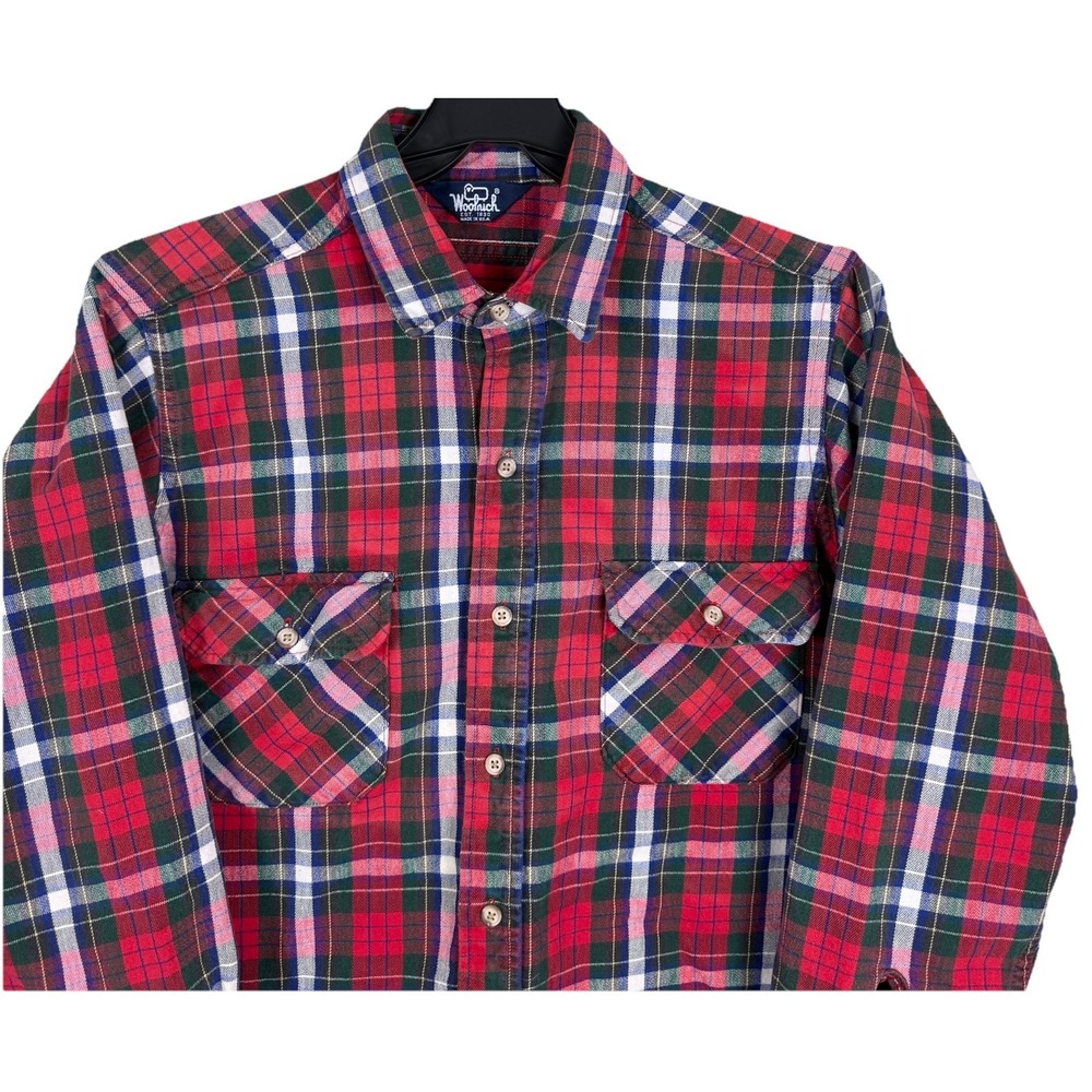 Vintage Woolrich Flannel Shirt‎ Mens Large Red Plaid Cotton Pockets Made In Usa
